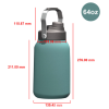 Large Capacity Vacuum Water Bottles Unique Style 64oz 128oz